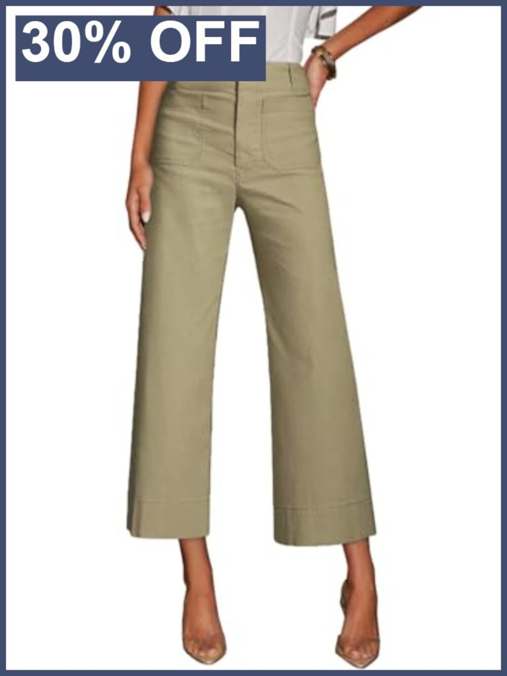 High Waisted Cropped Capris Stretchy Straight Pants Trousers
